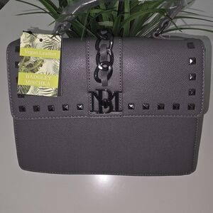 Badgley Mischka Charcoal Studded Shoulder Bag